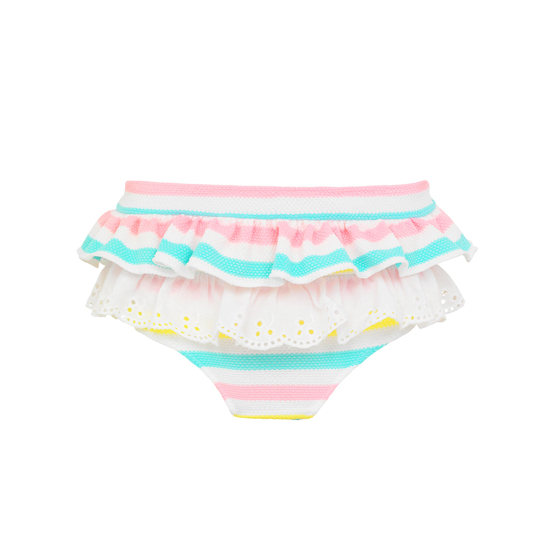 Baby Girls Multi Stripe Broderie Nappy Pant - ملابس السباحة