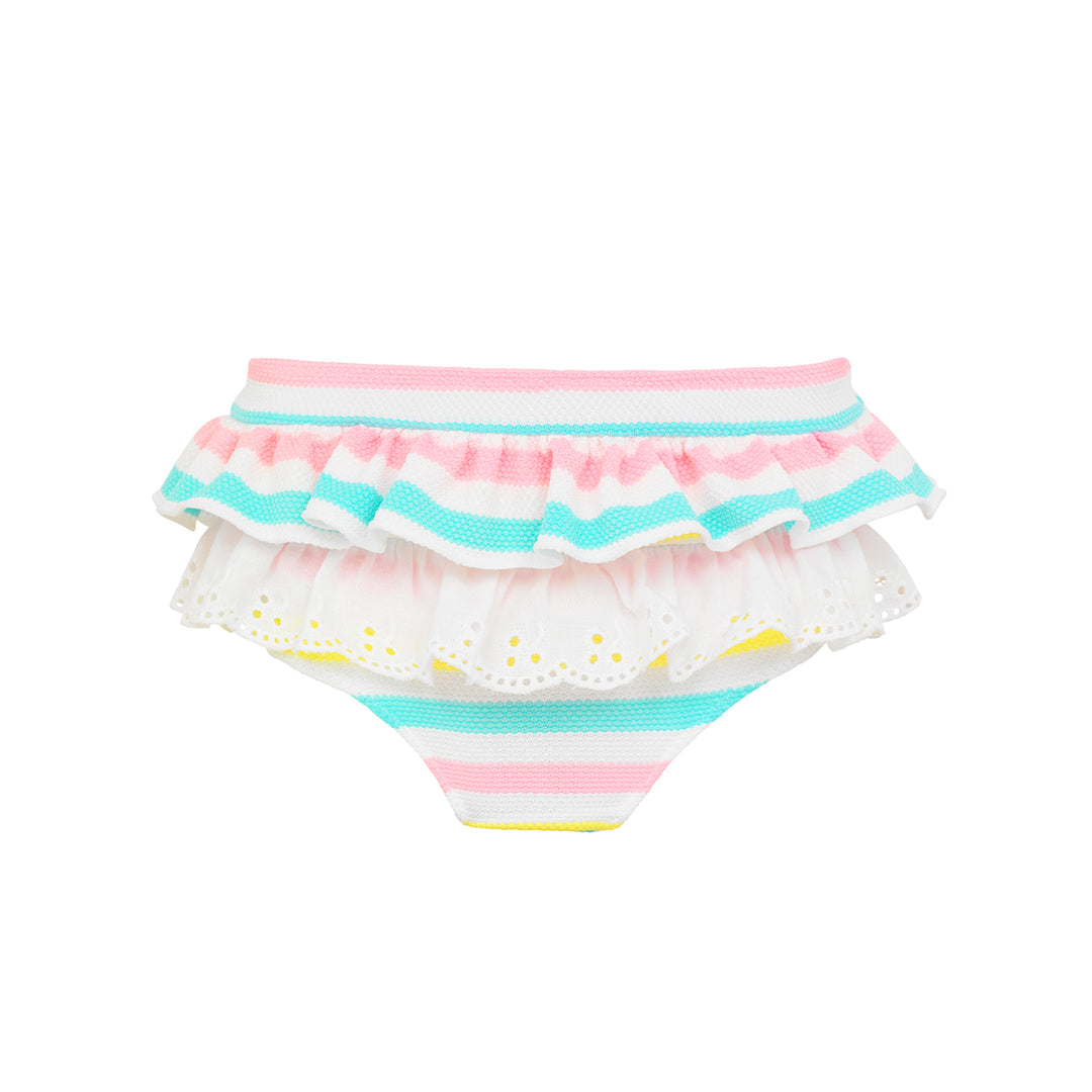 Baby Girls Multi Stripe Broderie Nappy Pant - ملابس السباحة