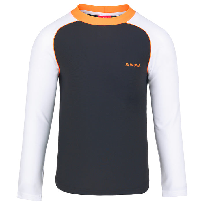 Boys Charcoal Grey Long Sleeve Rash Vest - ملابس السباحة