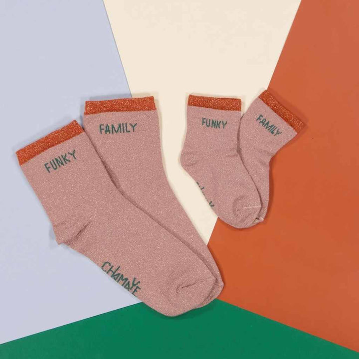 Socks Funky Family Pink Kids & Adult - مستلزمات
