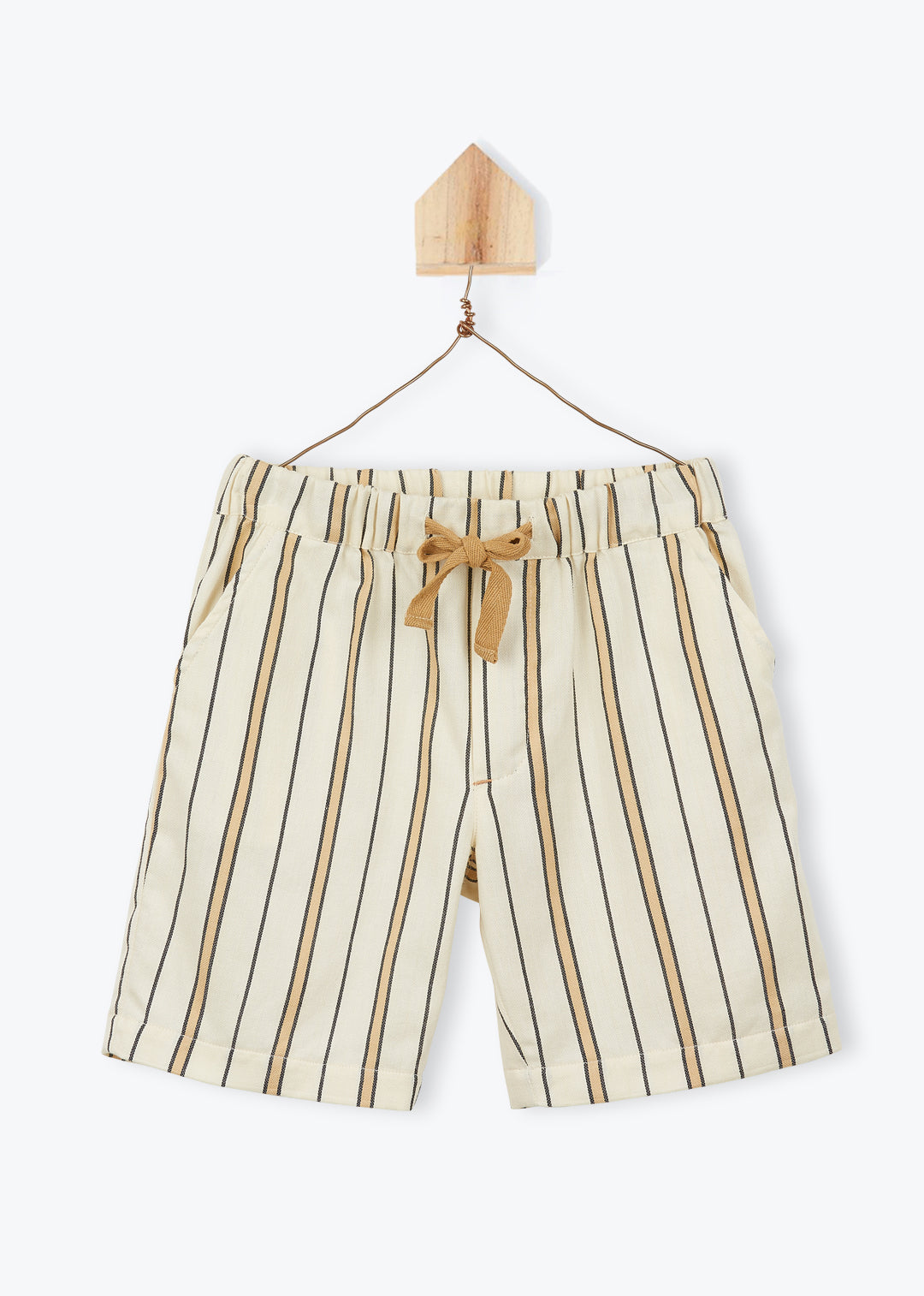 Short Boy Beige Striped - قميص