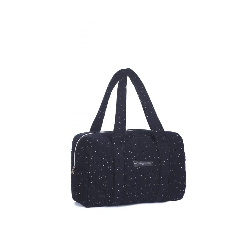 Week End Bag Cotton Gaze Black Golden Dots - شنطة