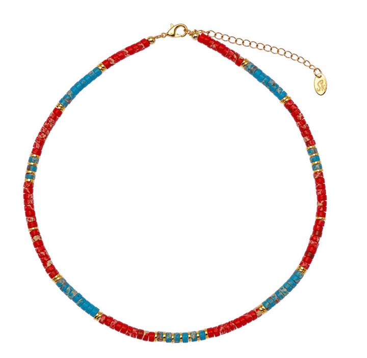 Necklace Aura Turquoise & Red Jaspe - مجوهرات