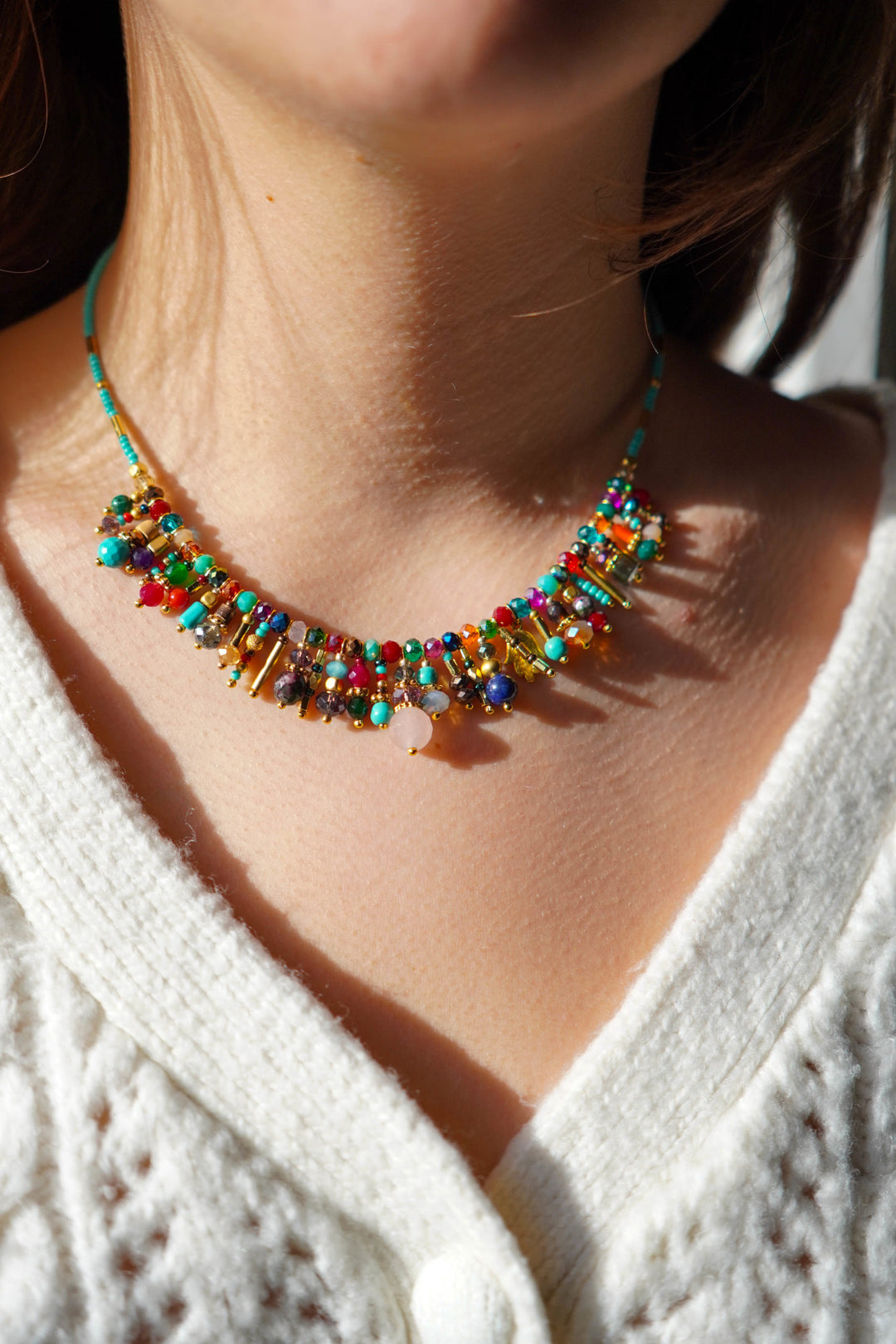 Necklace Goddess Multicolor Stones - مجوهرات