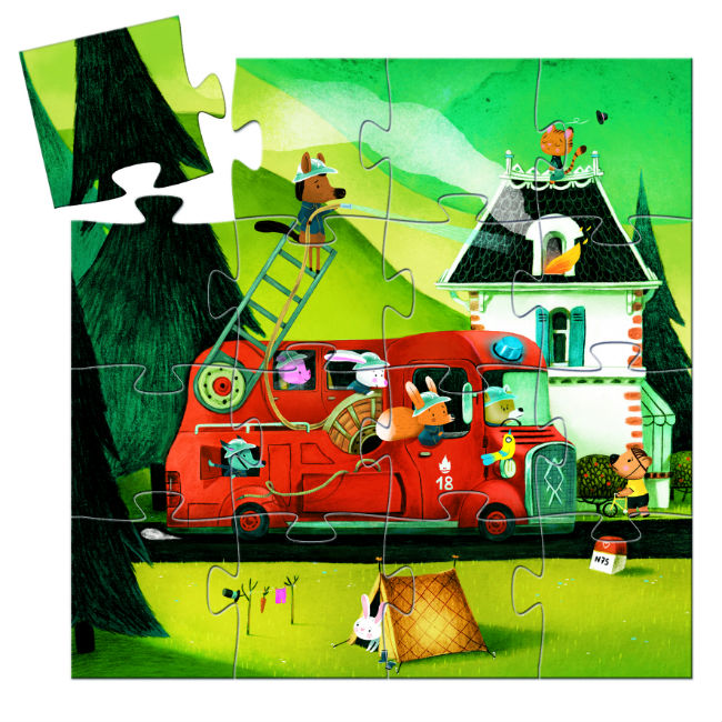 Puzzle Mini Silhouette - Fire Truck - ألعاب الأطفال