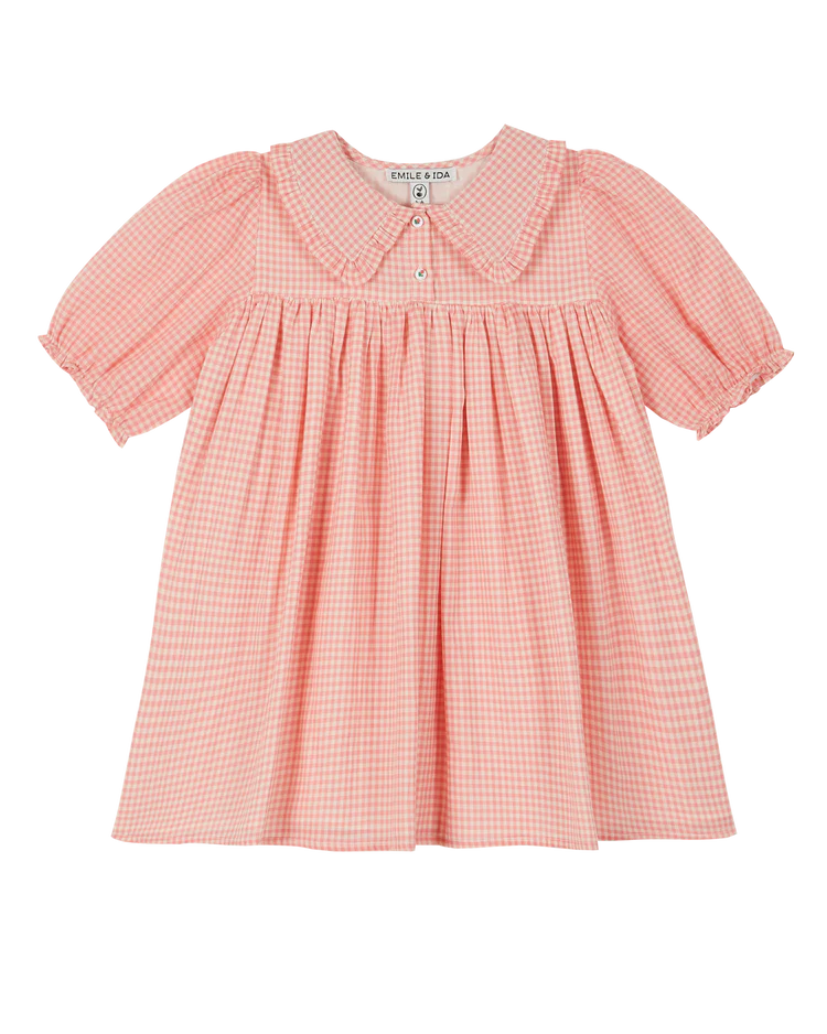 Dress Gingham Pink - فستان