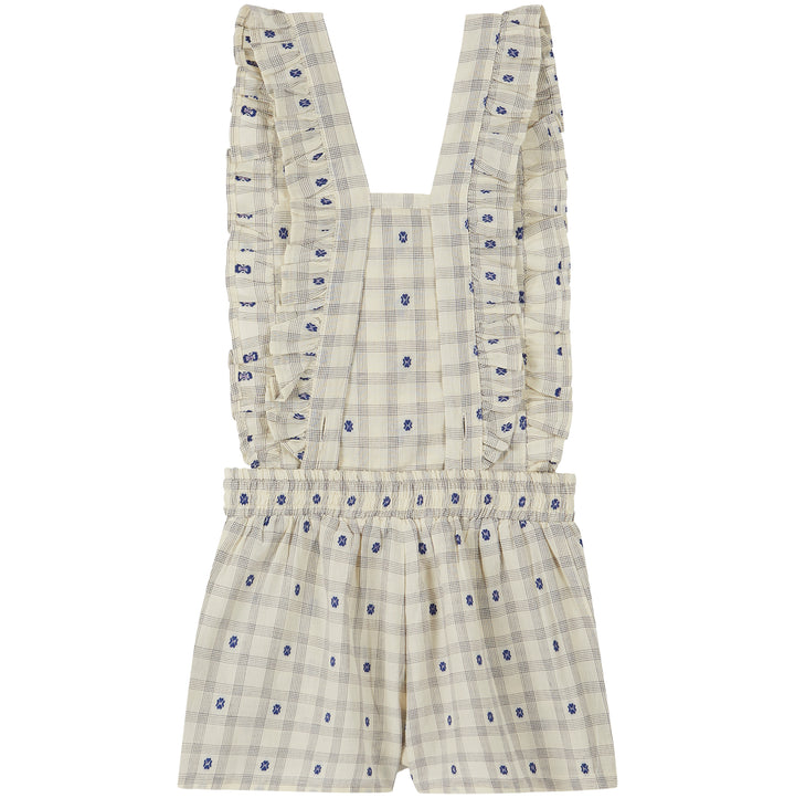 Jumpsuit Carreaux Fleurs Blue - قصيرة