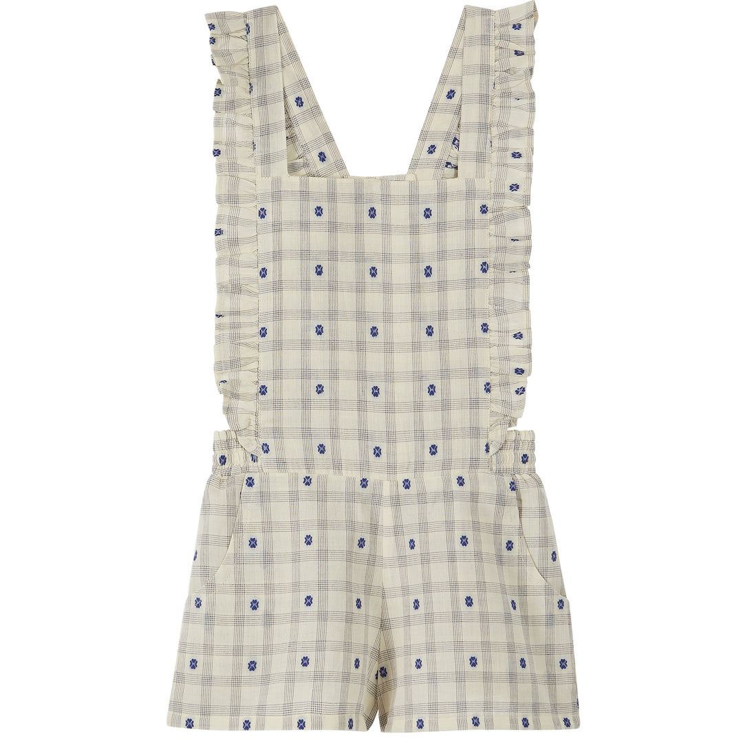 Jumpsuit Carreaux Fleurs Blue - قصيرة