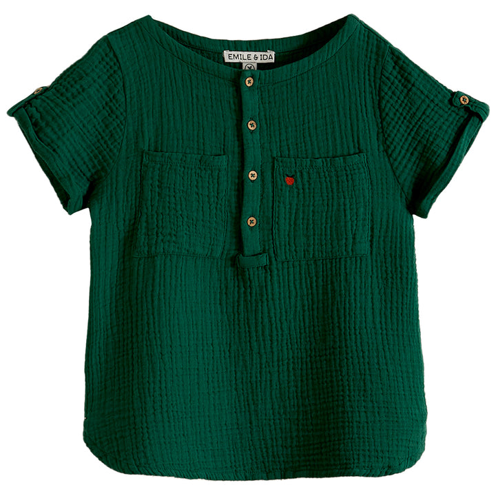 Shirt Boy Cotton Gaz Green - قصيرة