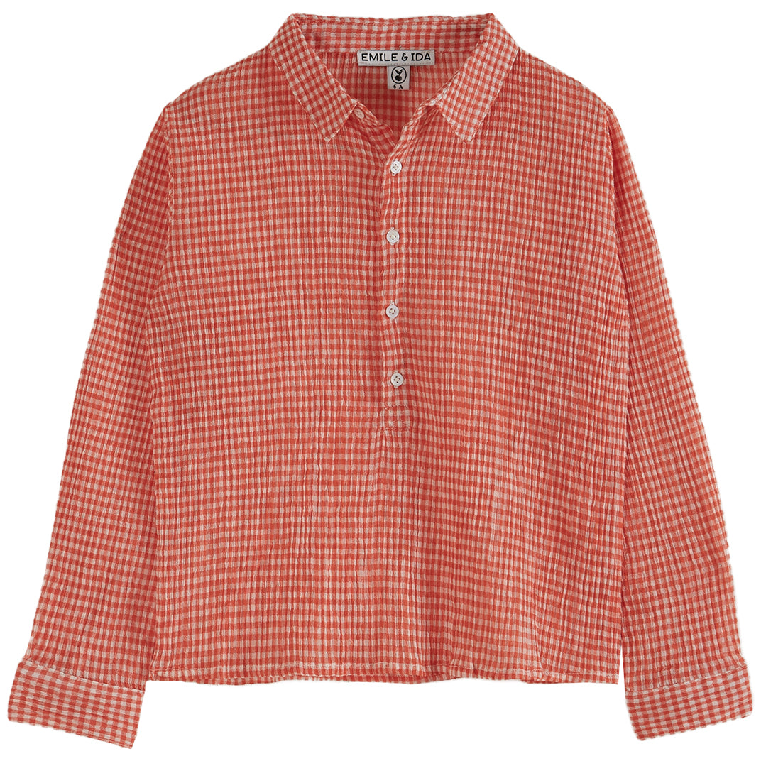 Shirt Boy Gingham Red - قصيرة