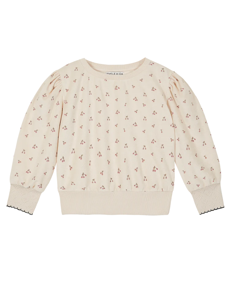 Sweatshirt Girl Towelling Off-White Griotte Violet - قصيرة