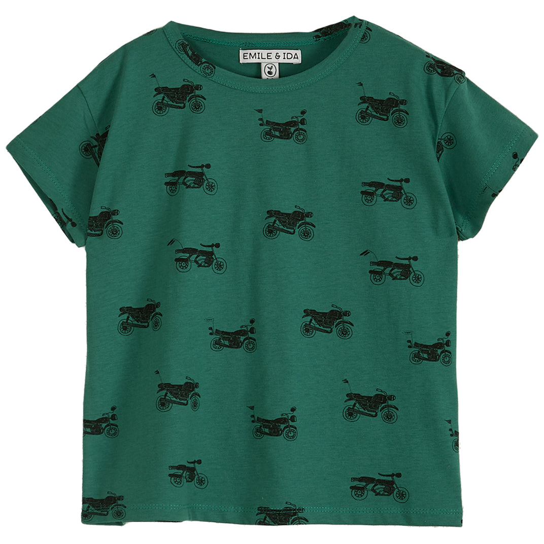 T-Shirt Boy Moto Green - قصيرة