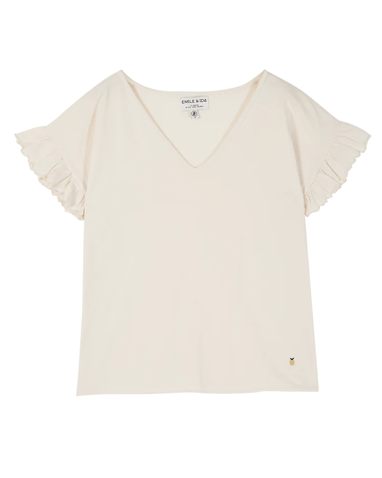 Women T-Shirt Off-White - قصيرة