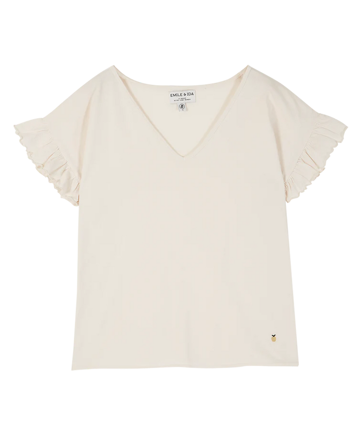 Women T-Shirt Off-White - قصيرة