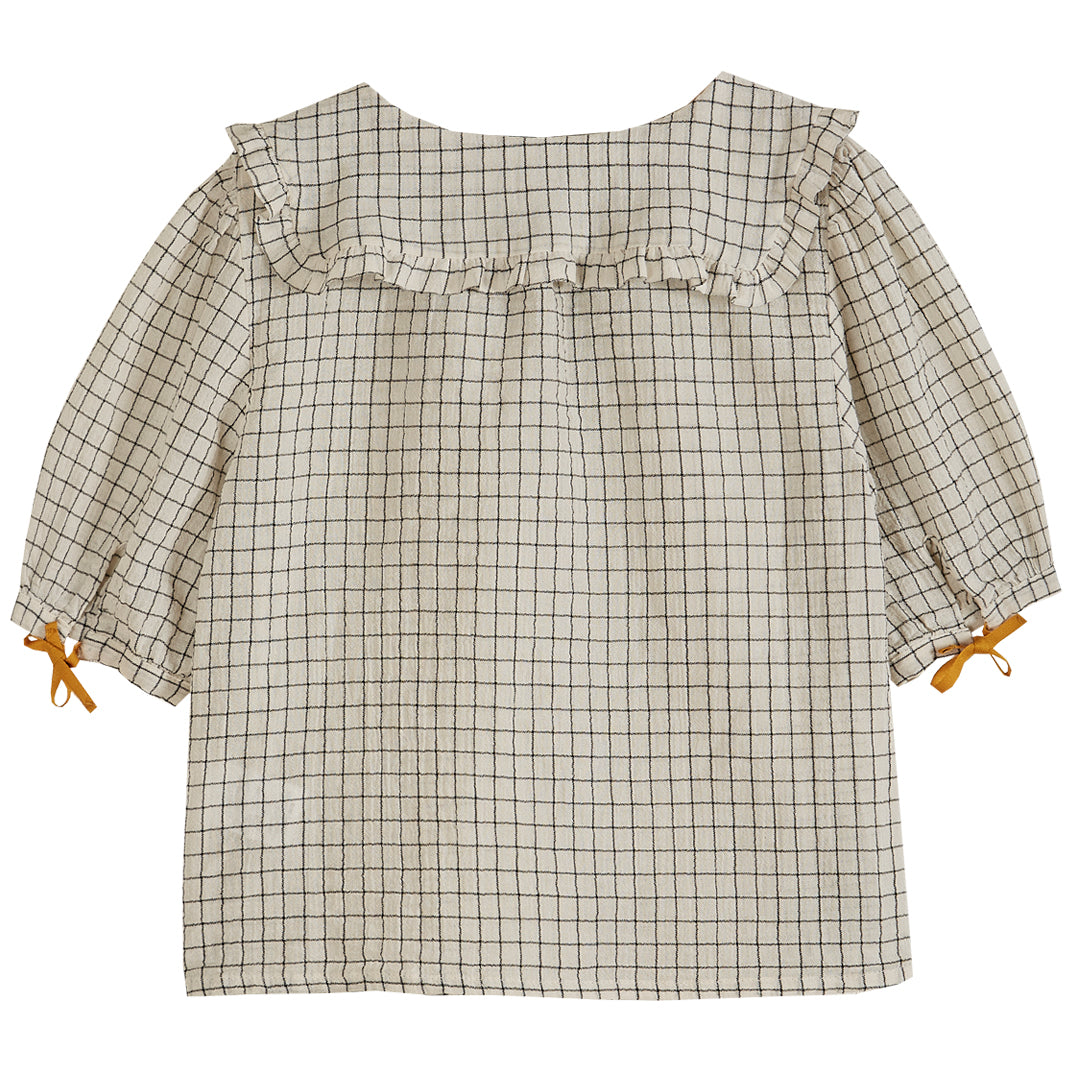 Blouse Girl Cotton Crepe Large Checked - قصيرة