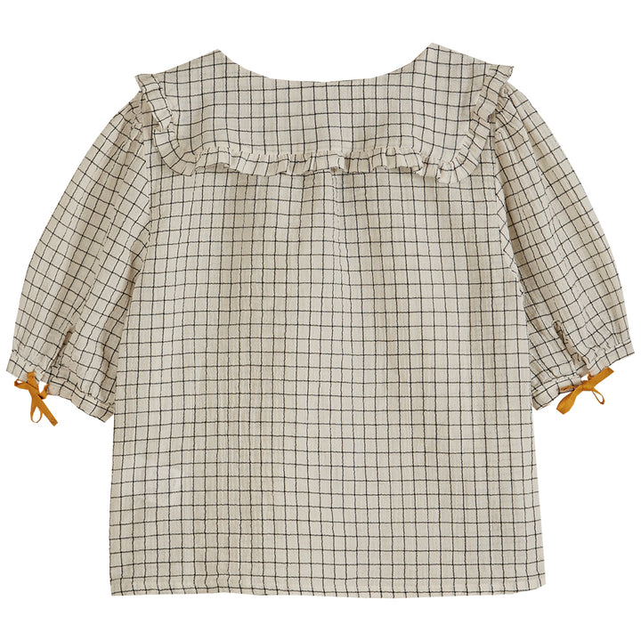 Blouse Girl Cotton Crepe Large Checked - قصيرة