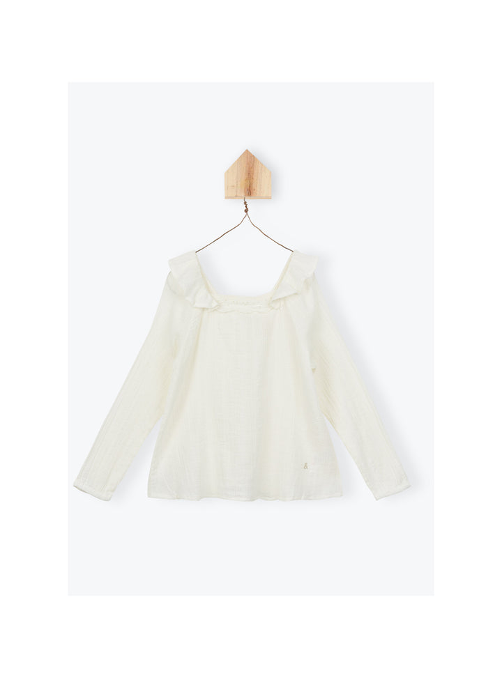 Blouse Girl Flounced Off White - قميص