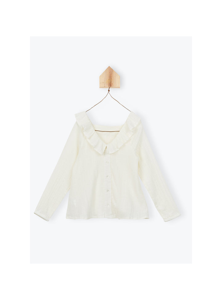 Blouse Girl Flounced Off White - قميص