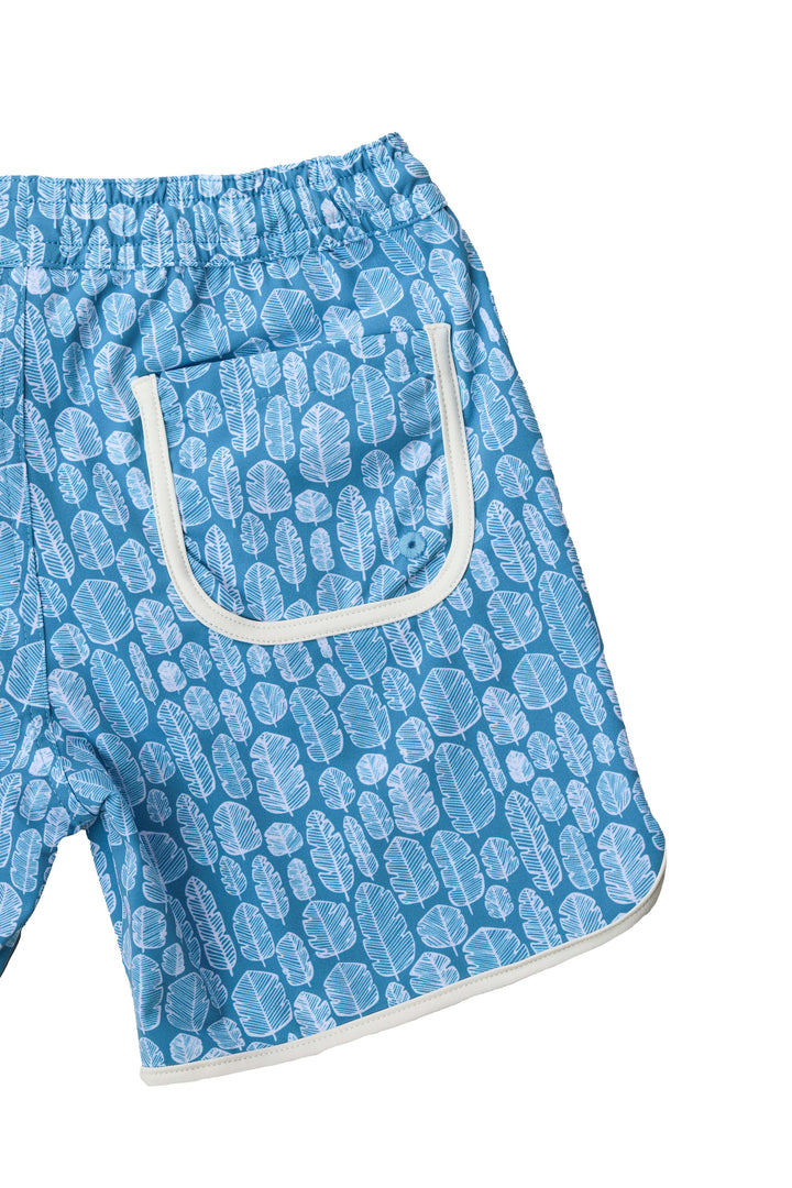 Swimshort Rupert Leaves Sky Blue - ملابس السباحة