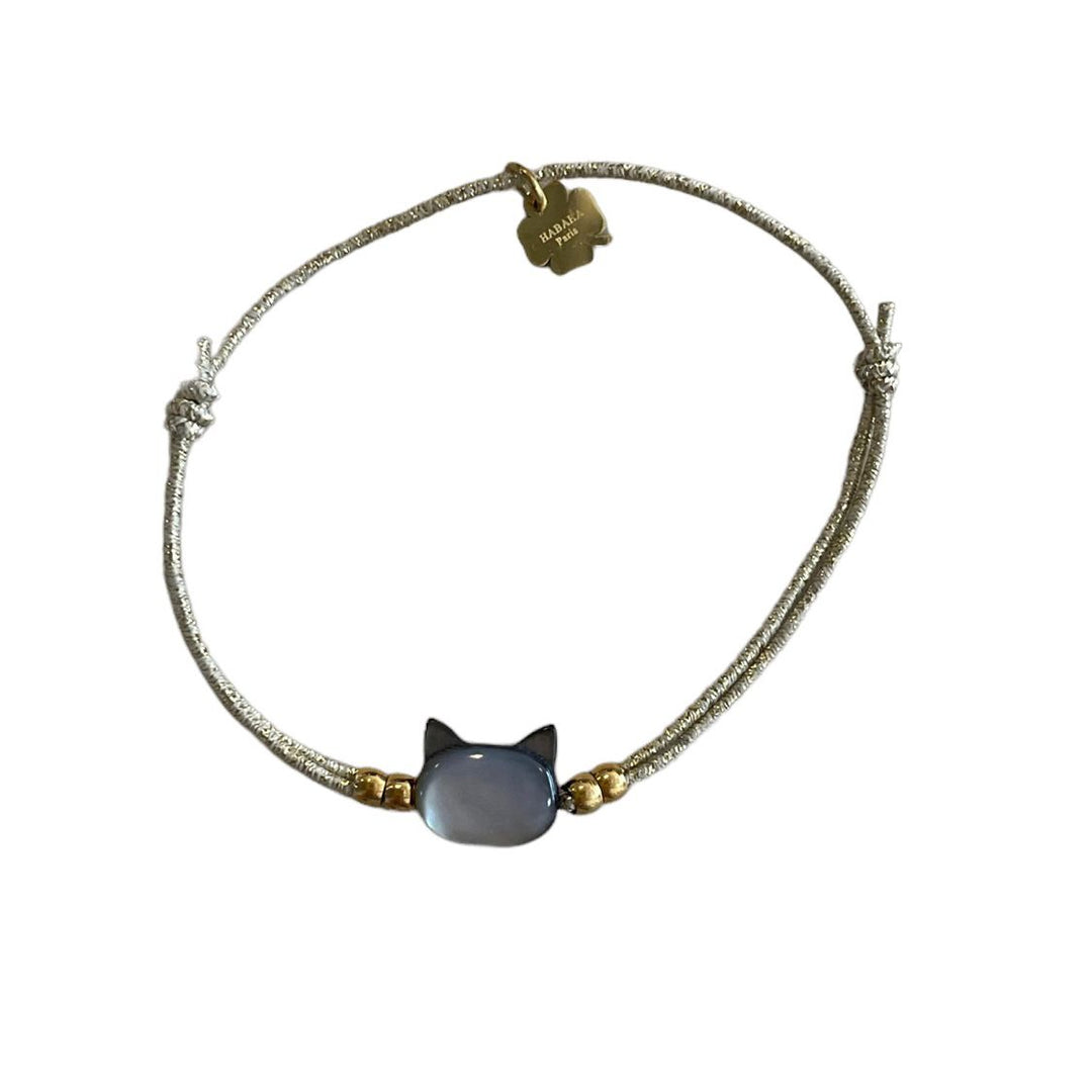 Bracelet Black Tiny Cat Gold - مجوهرات