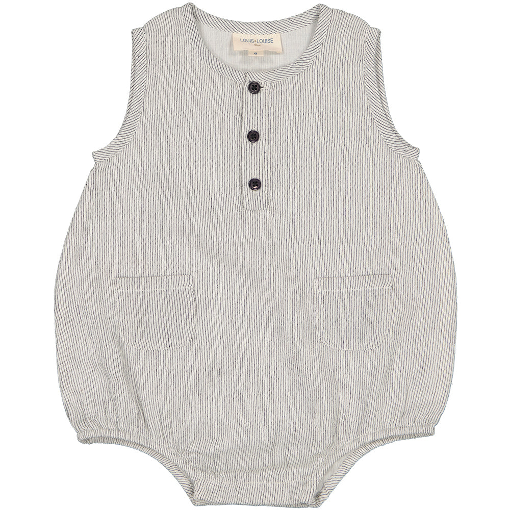 Overall Baby Thad Cotton Stripes Black/White - بذلة