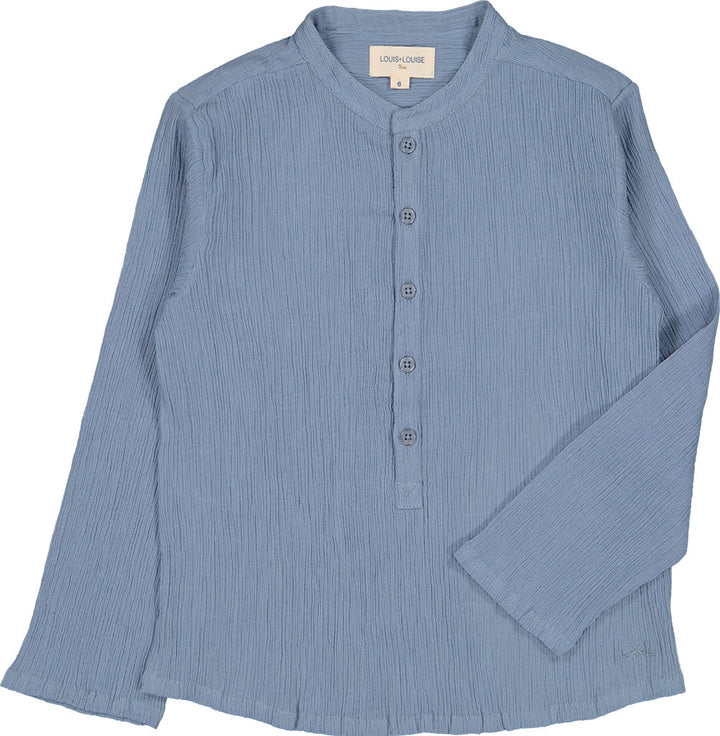 Shirt Boy Grand-Pere Cotton Crepe Blue - قميص