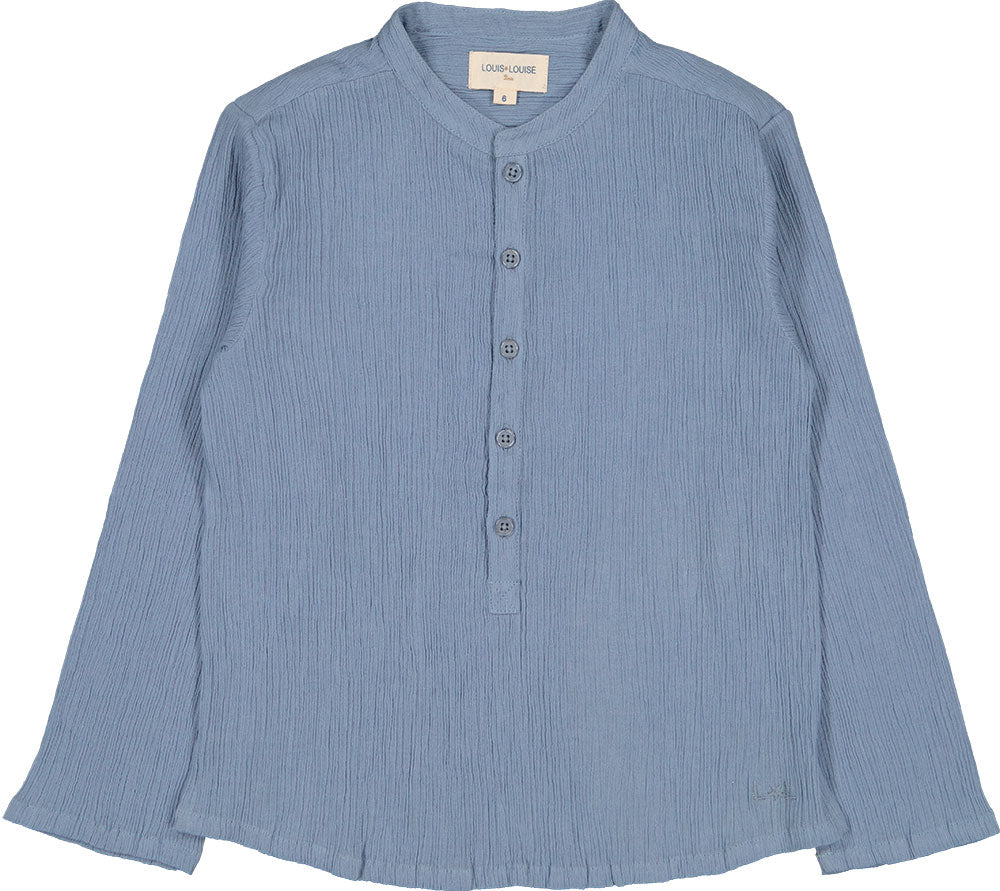 Shirt Boy Grand-Pere Cotton Crepe Blue - قميص