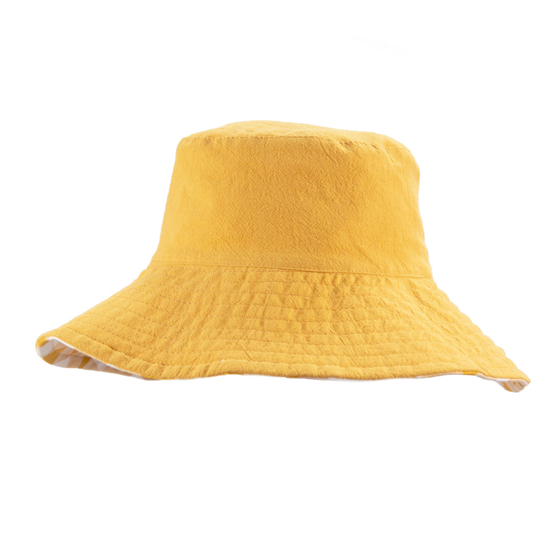 Retro Check Ochre Sun Hat - مستلزمات