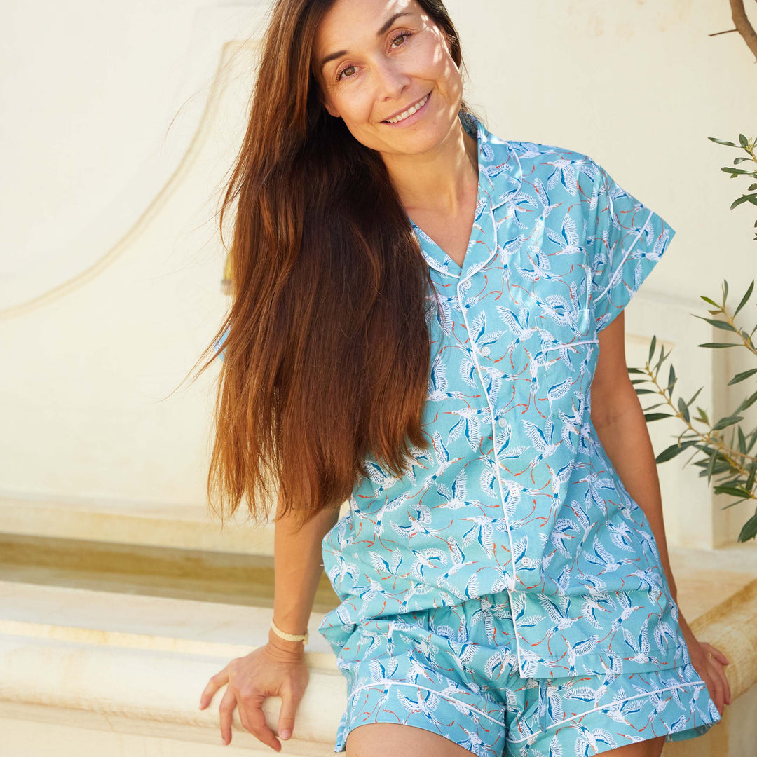 Women Pyjama Blue Birds - ملابس سباحة