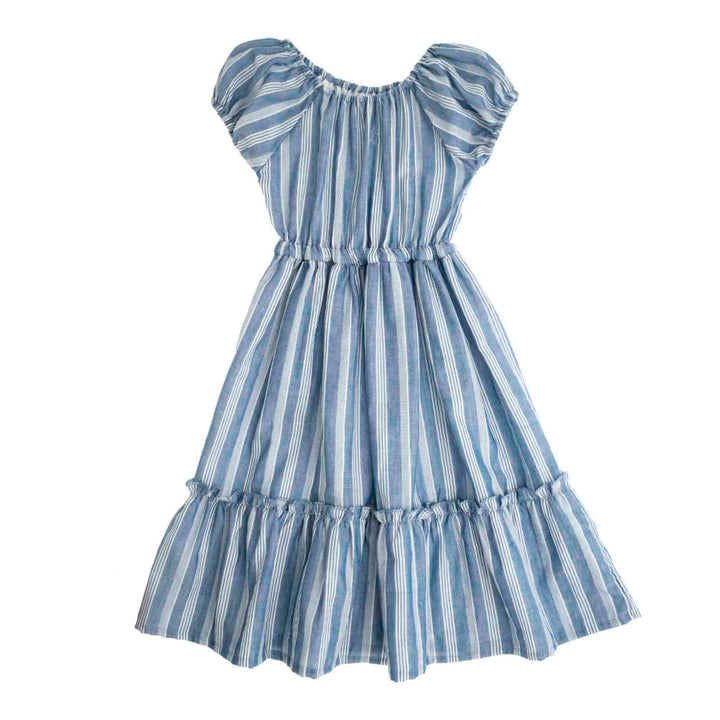 Dress Girl Striped Blue - قصيرة
