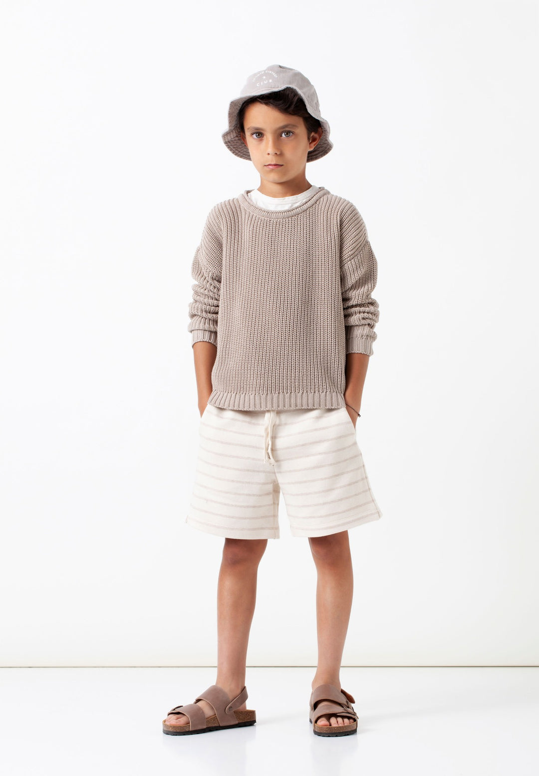 Short Boy Striped Brown - قصيرة