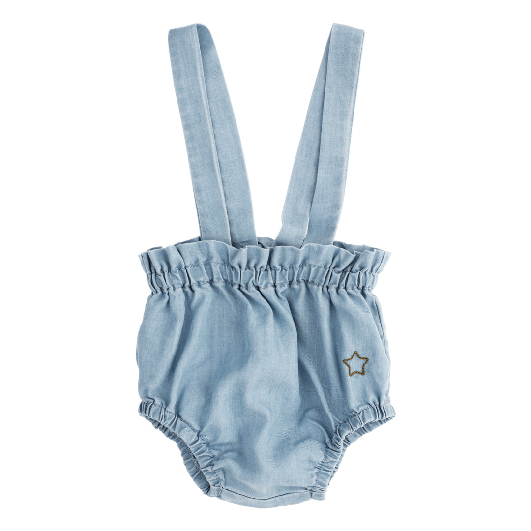 Baby Tencel Bloomer With Suspender Blue - قصيرة